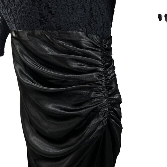 Ever Pretty Black Lace Satin Maxi Evening Gown Dress 8 Fairy Goth Minimalistic - Picture 7 of 16